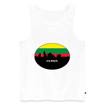Vilnius Lituanie Drapeau Skyline Voyage Silhouette - Débardeur bio Premium Homme - blanc - Devant - Michal (187cm)