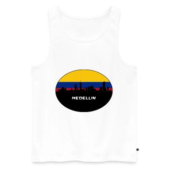 Medellin Colombia Flag Skyline Silhouette Travel - Men's Premium Organic Tank Top - white - Front - Michal (187cm)