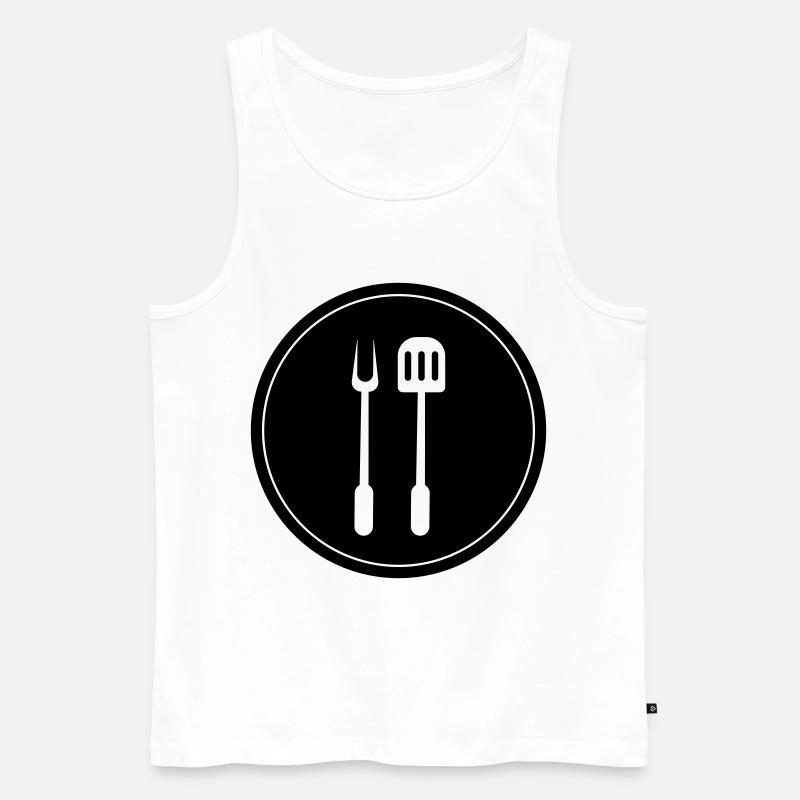 Grillzange Grillen Symbol - Männer Premium Bio Tank Top - Weiß