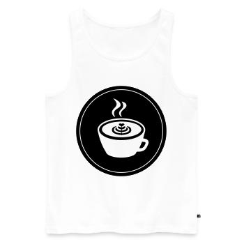 Logo du café - Débardeur bio Premium Homme - blanc - Devant - Michal (187cm)