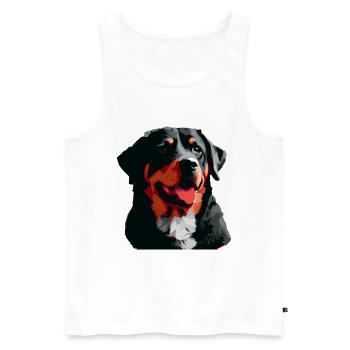 Rottweiler Dog Breed Head Cartoon Illustration - Débardeur bio Premium Homme - blanc - Devant - AI Model Male 178 light (178cm)