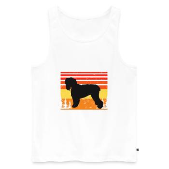 Noir Terrier Russe Chien Silhouette Rétro Coucher de Soleil - Débardeur bio Premium Homme - blanc - Devant - Michal (187cm)