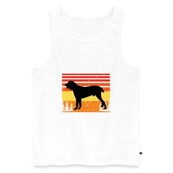 Zentralasiatischer Schäferhund Silhouette Retro Sonnenuntergang - Männer Premium Bio Tank Top - Weiß - Vorne - AI Model Male 178 light (178cm)