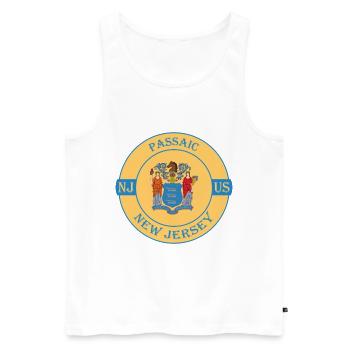 Passaic New Jersey Flag USA Travel Souvenir Badge - Débardeur bio Premium Homme - blanc - Devant - Michal (187cm)