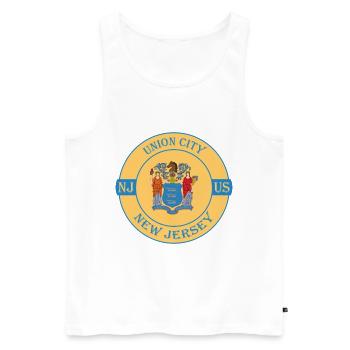 Union City New Jersey Flag USA Souvenir Badge - Débardeur bio Premium Homme - blanc - Devant - Michal (187cm)
