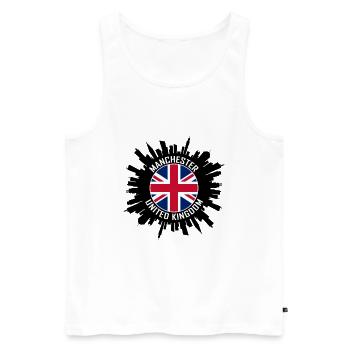 Manchester Skyline Uk Flag Souvenir de voyage - Débardeur bio Premium Homme - blanc - Devant - Michal (187cm)