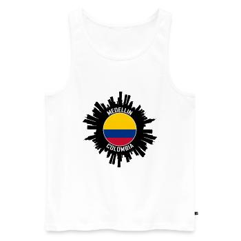 Medellin Skyline Colombie Flag Souvenir de voyage - Débardeur bio Premium Homme - blanc - Devant - AI Model Male 178 light (178cm)