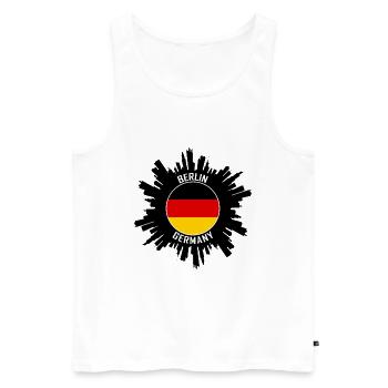 Berlin Skyline Deutschland Flagge Reisesouvenir - Männer Premium Bio Tank Top - Weiß - Vorne - AI Model Male 178 light (178cm)