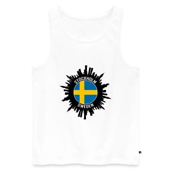 Stockholm Skyline Suède Flag Souvenir de voyage - Débardeur bio Premium Homme - blanc - Devant - Michal (187cm)