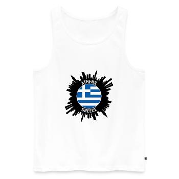 Athens Skyline Greece Flag Travel Souvenir - Men's Premium Organic Tank Top - white - Front - Michal (187cm)