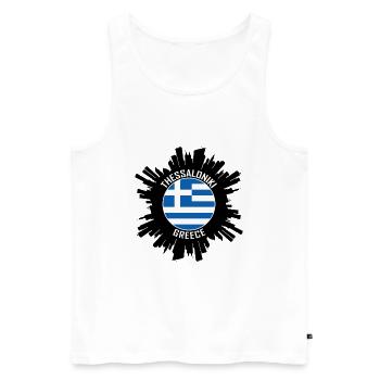 Thessalonique Skyline Grèce Flag Souvenir de voyage - Débardeur bio Premium Homme - blanc - Devant - Michal (187cm)