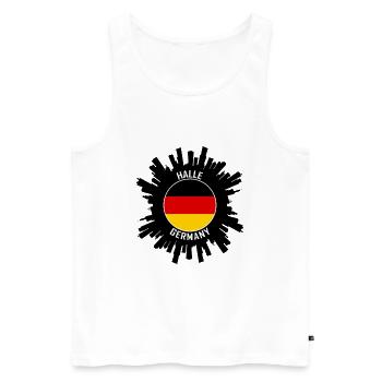 Halle Skyline Germany Flag Travel Souvenir - Men's Premium Organic Tank Top - white - Front - Michal (187cm)