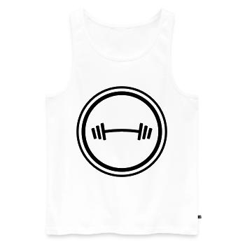 Hantel Gewichte Fitness - Männer Premium Bio Tank Top - Weiß - Vorne - AI Model Male 178 light (178cm)