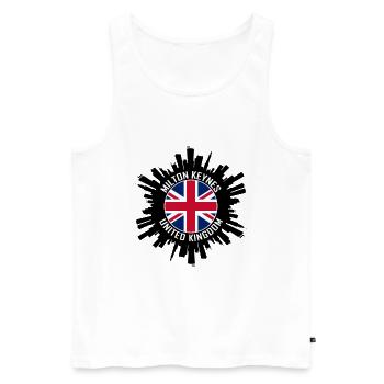 Milton Keynes Skyline UK Flagge Reise-Souvenir - Männer Premium Bio Tank Top - Weiß - Vorne - AI Model Male 178 light (178cm)