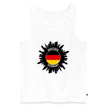 Rostock Skyline Allemagne Flag Souvenir de voyage - Débardeur bio Premium Homme - blanc - Devant - AI Model Male 178 light (178cm)