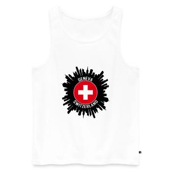 Genève Skyline Suisse Flag Souvenir de voyage - Débardeur bio Premium Homme - blanc - Devant - Michal (187cm)