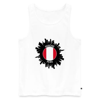 Huacho Skyline Pérou Flag Souvenir de voyage - Débardeur bio Premium Homme - blanc - Devant - Michal (187cm)