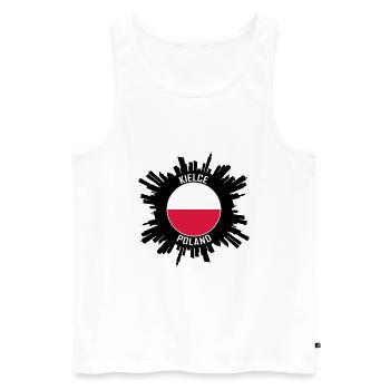 Kielce Skyline Poland Flag Travel Souvenir - Men's Premium Organic Tank Top - white - Front - AI Model Male 178 light (178cm)