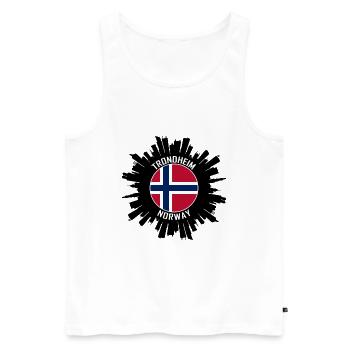 Trondheim Skyline Norway Flag Travel Souvenir - Men's Premium Organic Tank Top - white - Front - AI Model Male 178 light (178cm)