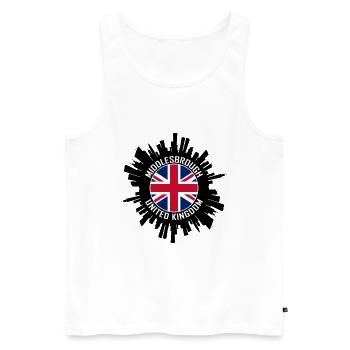 Middlesbrough Skyline UK Flagge Reise-Souvenir - Männer Premium Bio Tank Top - Weiß - Vorne - AI Model Male 178 light (178cm)