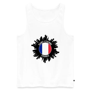 Saint Etienne Skyline France Flag Souvenir de voyage - Débardeur bio Premium Homme - blanc - Devant - Michal (187cm)
