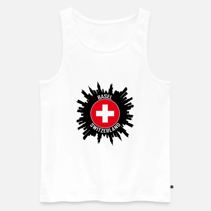 Basel Skyline Schweiz Flagge Reise-Souvenir - Männer Premium Bio Tank Top - Weiß