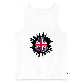 Ilford Skyline Uk Flag Souvenir de voyage - Débardeur bio Premium Homme - blanc - Devant - Michal (187cm)