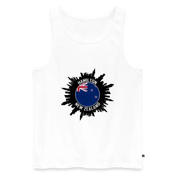 Hamilton Skyline Neuseeland Flagge Reise-Souvenir - Männer Premium Bio Tank Top - Weiß - Vorne - Michal (187cm)