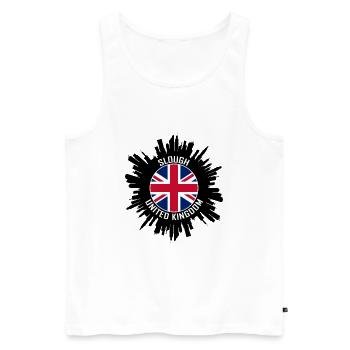 Slough Skyline Uk Flag Travel Souvenir - Men's Premium Organic Tank Top - white - Front - Michal (187cm)