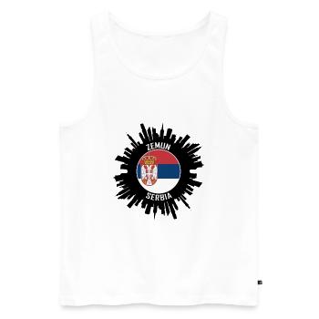 Zemun Skyline Serbie Flag Souvenir de voyage - Débardeur bio Premium Homme - blanc - Devant - AI Model Male 178 light (178cm)