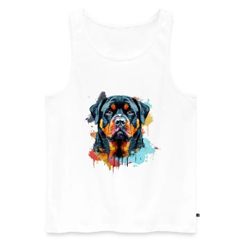 Rottweiler - Männer Premium Bio Tank Top - Weiß - Vorne - AI Model Male 178 light (178cm)