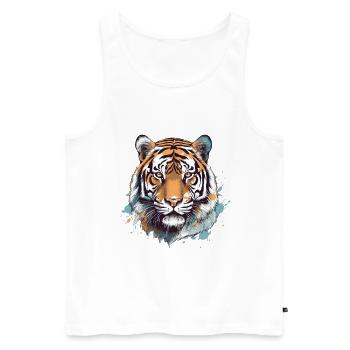 Tiger - Männer Premium Bio Tank Top - Weiß - Vorne - AI Model Male 178 light (178cm)