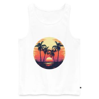 Palm Sun Summer Vintage - Débardeur bio Premium Homme - blanc - Devant - Michal (187cm)