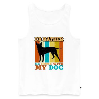Blauer Paul Terrier Hund Liebe Silhouette Retro Sonnenuntergang - Männer Premium Bio Tank Top - Weiß - Vorne - AI Model Male 178 light (178cm)