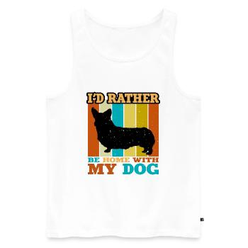 Corgi Dog Silhouette Vintage Sunset for Dog Lovers - Men's Premium Organic Tank Top - white - Front - Michal (187cm)