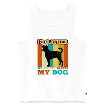 Chien de ferme suédois danois Silhouette Retro Coucher de soleil - Débardeur bio Premium Homme - blanc - Devant - AI Model Male 178 light (178cm)