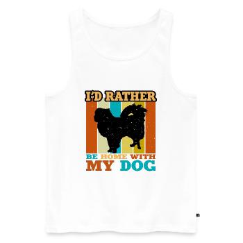 Japanischer Kinn Hund Liebhaber Silhouette Vintage Sonnenuntergang - Männer Premium Bio Tank Top - Weiß - Vorne - Michal (187cm)