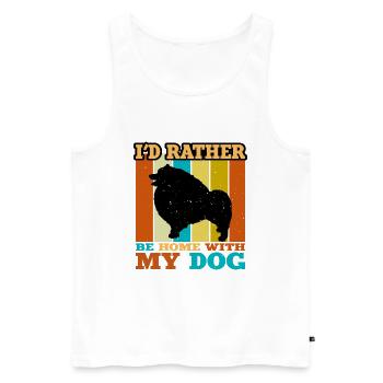 Keeshond Dog Lover Silhouette Vintage Sunset - Men's Premium Organic Tank Top - white - Front - Michal (187cm)