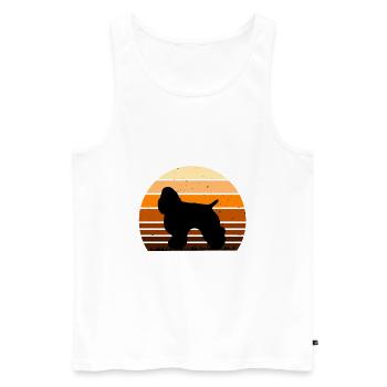 American Cocker Spaniel Dog Silhouette Retro Sun - Men's Premium Organic Tank Top - white - Front - Michal (187cm)