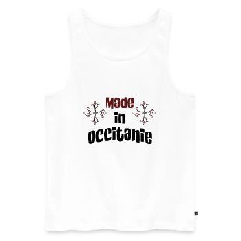 Made in Occitanie - Men's Premium Organic Tank Top - white - Front - AI Model Male 178 light (178cm)
