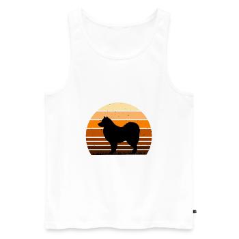 Finlandais Lapphund Dog Lover Silhouette Retro Sunset - Débardeur bio Premium Homme - blanc - Devant - Michal (187cm)