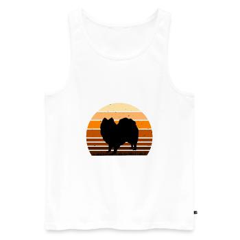 Indischer Spitz Hund Liebhaber Silhouette Vintage Sonnenuntergang - Männer Premium Bio Tank Top - Weiß - Vorne - Michal (187cm)