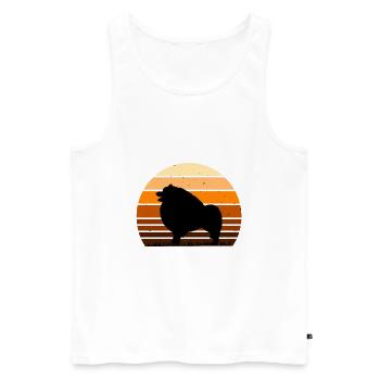Keeshond Dog Lover Silhouette Vintage Sunset - Men's Premium Organic Tank Top - white - Front - Michal (187cm)