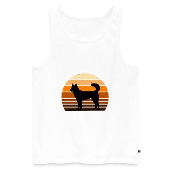 Kai Ken Hundeliebhaber Silhouette Vintage Sonnenuntergang - Männer Premium Bio Tank Top - Weiß - Vorne - Michal (187cm)