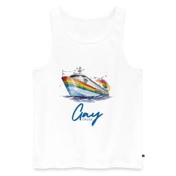 Gaycrouise - Männer Premium Bio Tank Top - Weiß - Vorne - AI Model Male 178 light (178cm)