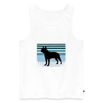 Boston Terrier Dog Lover Silhouette Vintage Sunset - Débardeur bio Premium Homme - blanc - Devant - Michal (187cm)