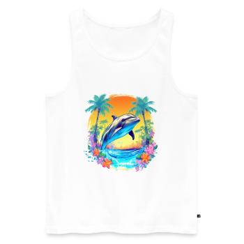 Palm Beach Dolphine - Männer Premium Bio Tank Top - Weiß - Vorne - Michal (187cm)