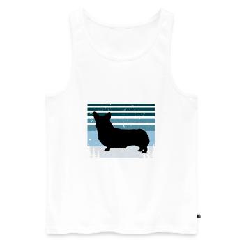Corgi Dog Silhouette Vintage Sunset for Dog Lovers - Men's Premium Organic Tank Top - white - Front - Michal (187cm)