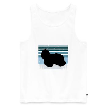 Coton De Tuléar Chien Amour Silhouette Vintage Coucher de Soleil - Débardeur bio Premium Homme - blanc - Devant - Michal (187cm)