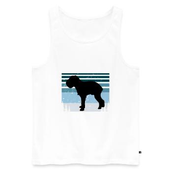 Griffon Bruxellois Dog Silhouette Retro Sunset - Men's Premium Organic Tank Top - white - Front - Michal (187cm)